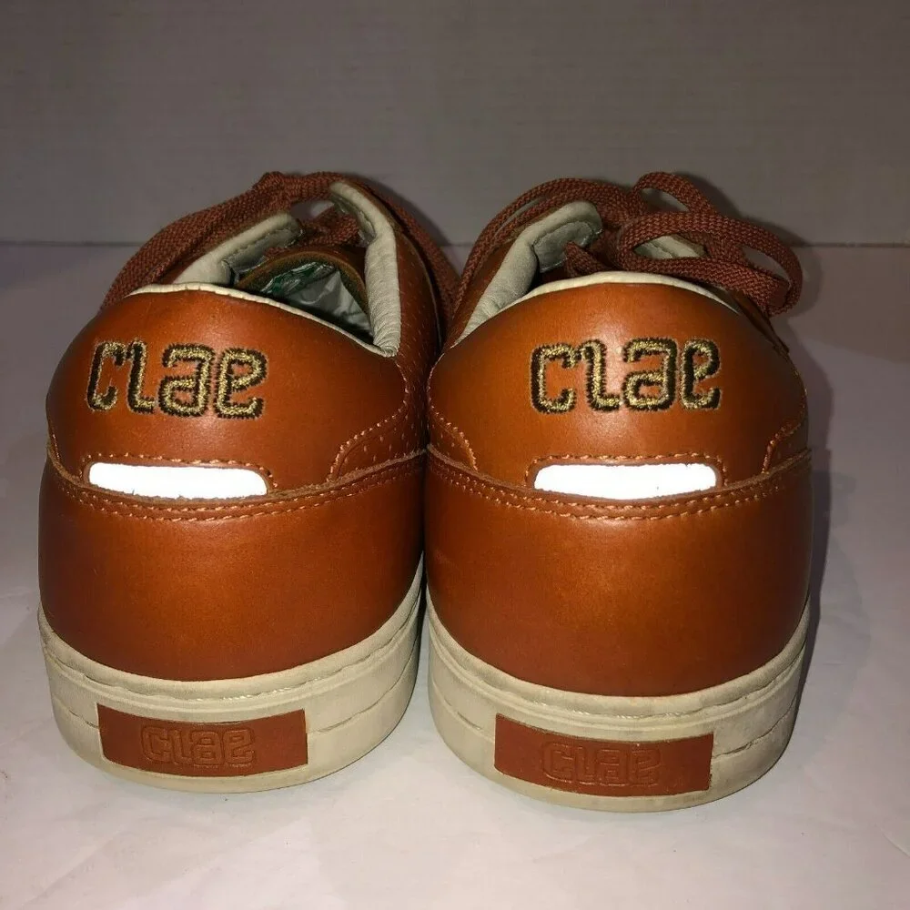 CLAE Diego Trainer Leather Lace Up Tennis Shoes Size 13 Caramel Brown Sneakers